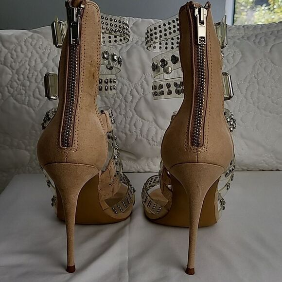 Steve Madden Moto clear strappy rockstud pumps size 8.5 - Picture 7 of 9